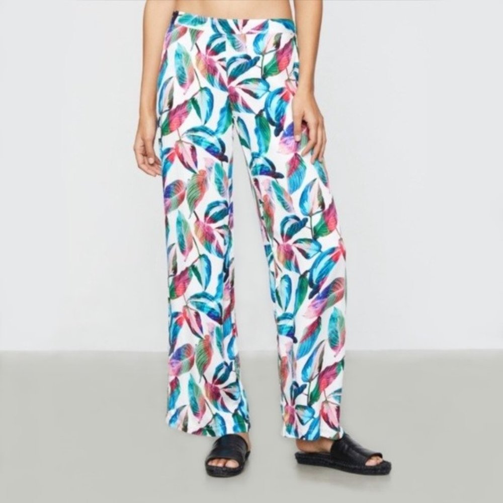 Onia Mila Relaxed Wide Leg Pants In Tropical Leaf Print Size S